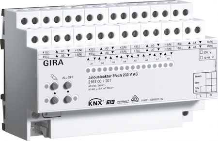 Gira 216100 Устройство управления жалюзи, 8 канальное