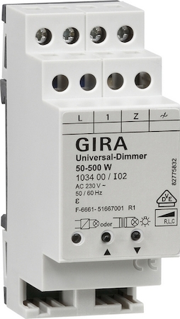 Gira 103400 Универсальный диммер динреечный с ручным управлением