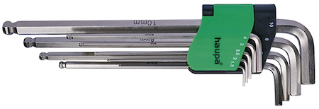 Haupa 100965 Allen key set ball-end 1,5-10; 9 pieces, extra long