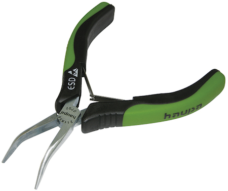 Haupa 211856 ESD long nose pliers bent 130 mm
