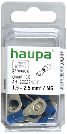 Haupa 260274/10 Ring cable lug insulated  1.5-2.5 M 6