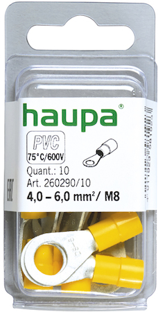 Haupa 260290/10 Ring cable lug insulated  4.0-6.0 M 8