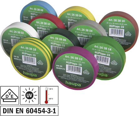 Haupa 263820 Insulating tape Rainbow Set  15 mm x 10 m