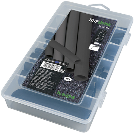 Haupa 267204 Set Heat shrinkable tubing 3:1; black; 25 pcs