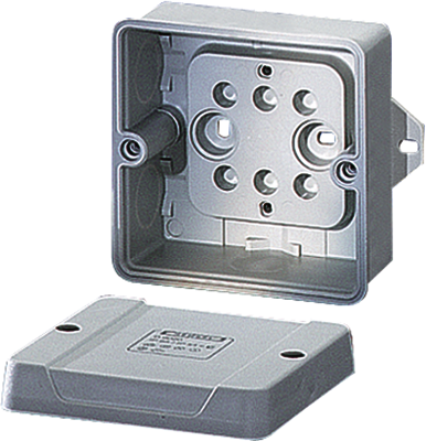 Hensel 6000621 D 8120 - Коробка ответвительная пустая, с внешним креплением, IP 65, размер 88х88х53, цвет серый, материал полистирол, гладкие стенки Макс. М20.