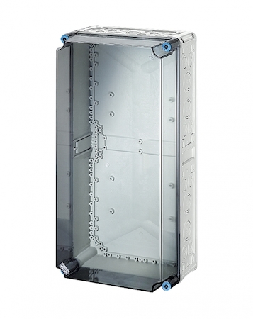Hensel 2000290 Mi 0410 - Пустой корпус с прозрачной крышкой, размер 4 (300х600х214 мм), высота крышки 101 мм, 4 боковые выбиваемые стенки с опрессовкой под кабельные ввода, с возможностью объединения, стойкие к УФ, материал поликарбонат, цвет серый, IP 65 (IP 69K)