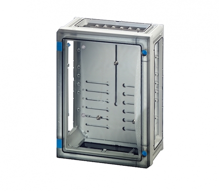 Hensel 68000020 FP 2211 - Корпус с монтажной панелью для установки счетчика, максимальная глубина 136 мм, с прозрачной дверцей, без съемных боковых панелей, с 4 соединителями корпусов, размер 2, 360х270х163 мм, открывание инструментом, материал поликарбонат, цвет серый