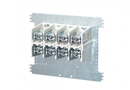 Hensel 2000421 Mi VE 240 - Силовые клеммы 4-полюсные на 400А, контактов на полюс: 1 х 50-240мм2, 2 х 25-120мм2, на монтажной плате 300х300 мм