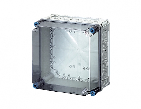 Hensel 2000002 Mi 0210 - Пустой корпус с прозрачной крышкой, размер 2 (300х300х214 мм), высота крышки 101 мм, 4 боковые выбиваемые стенки с опрессовкой под кабельные ввода, с возможностью объединения, стойкие к УФ, материал поликарбонат, цвет серый, IP 65 (IP 69K)