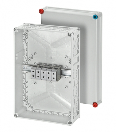 Hensel 60001001 K 7055 - Коробка ответвительная, размер 450х300х170, цвет серый, материал поликарбонат, с 5-полюсной клеммой, 16-50 мм2, IP 65, пломбируемая, кабельные ввода и фланцы заказываются отдельно.