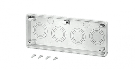 Hensel 2000132 Mi FM 50 - Фланец с крепежными клиньями и уплотнителем, для монтажа кабельных вводов с опрессовкой 2xM20, 4xM32/40/50, стенка корпуса 300 мм, IP 65, материал термопласт, цвет серый