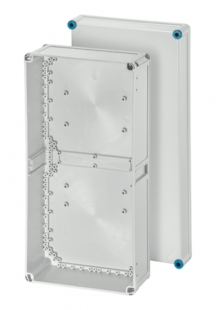 Hensel 60001043 K 0401 - Пустой ящик с непрозрачной крышкой, гладкие стенки, без возможности объединения, материал полистирол, цвет серый, IP 65,  300х600х170 мм