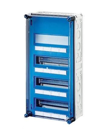 Hensel 2000607 Mi 1440 - Корпус 3-рядный, 36 модулей + 1DIN- рейка для монтажной глубины 72мм, под модульные автоматы с прозрачной крышкой, пластроном без шин N+PE, размер 4 (300х600х170 мм), высота крышки 57 мм, 4 боковые выбиваемые стенки с опрессовкой под кабельные в