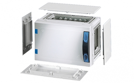 Hensel 68000303 FP 0151 - Пустой корпус с непрозрачной дверцей, со съемными боковыми панелями, с 4 соединителями корпусов, размер 1, 186х276х186 мм, ручное запирание, пломбируемый, материал поликарбонат, цвет серый, IP 66.