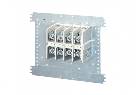 Hensel 2000507 Mi VE 120 - Силовые клеммы 4-полюсные на 250А, контактов на полюс: 2 х 16-150мм2, 4 х 16-70мм2, на монтажной плате 300х300 мм