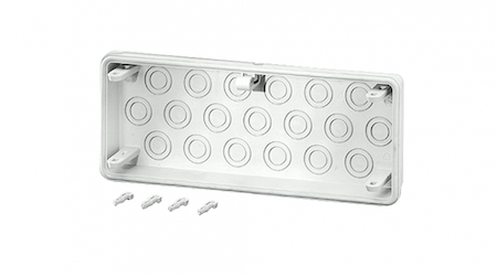 Hensel 2000129 Mi FM 25 - Фланец с крепежными клиньями и уплотнителем, для монтажа кабельных вводов с опрессовкой 19xM16/25, стенка корпуса 300 мм, IP 65, материал термопласт, цвет серый