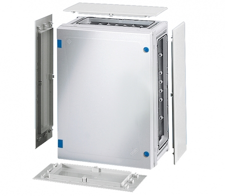 Hensel 68000227 FP 0231 - Пустой корпус с непрозрачной дверцей, со съемными боковыми панелями, с 4 соединителями корпусов, размер 2, 366х276х163 мм, открывание инструментом, пломбируемый, материал поликарбонат, цвет серый, IP 66.