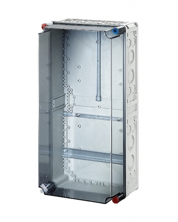 Hensel 2000082 Mi 2410 - Корпус с крестовиной для установки счетчика и DIN-рейкой 284 мм с прозрачной пломбируемой крышкой (максимальная глубина монтажа 190 мм) , размер 4 (300х600х214 мм), высота крышки 101 мм, 4 боковые выбиваемые стенки с опрессовкой под кабельные вв