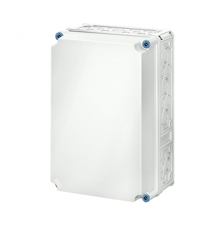 Hensel 2000011 Mi 0311 - Пустой корпус с непрозрачной крышкой, размер 3 (300х450х214 мм), высота крышки 101 мм, 4 боковые выбиваемые стенки с опрессовкой под кабельные ввода, с возможностью объединения, стойкие к УФ, материал поликарбонат, цвет серый, IP 65 (IP 69K)
