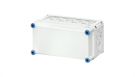 Hensel 2000007 Mi 0101 - Пустой корпус с непрозрачной крышкой, размер 1 (300х150х170 мм), высота крышки 57 мм, 4 боковые выбиваемые стенки с опрессовкой под кабельные ввода, с возможностью объединения, стойкие к УФ, материал поликарбонат, цвет серый, IP 65 (IP 69K)