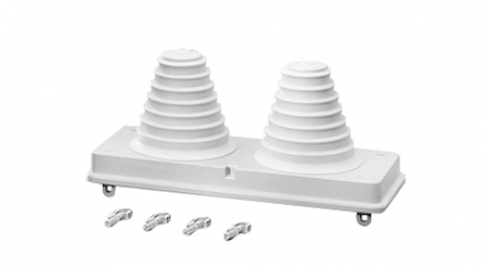 Hensel 20001026 Mi FP 72 - Фланец с 2 ступенчатыми сальниками с крепежными клиньями и уплотнителем, для монтажа кабеля, герметичная зона 30-72 мм, стенка корпуса 300 мм, IP 65, материал термопласт, цвет серый