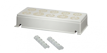 Hensel 68000103 FP FM 232 - Фланец с крепежными клиньями и уплотнителем, для монтажа кабельных вводов с опрессовкой 8xM25/32 и 2хМ25/32/40, стенка корпуса 270 мм, материал поликарбонат, цвет серый, IP 66.