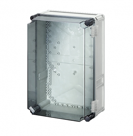 Hensel 20001051 Mi 9310 - Пустой корпус с прозрачной крышкой на петлях, размер 3 (315х450х214 мм), высота крышки 101 мм, 3 боковые выбиваемые стенки с опрессовкой под кабельные ввода, с возможностью объединения, стойкие к УФ, материал поликарбонат, цвет серый, IP 65 (IP