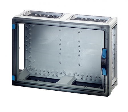 Hensel 68000300 FP 0440 - Пустой корпус с прозрачной дверцей, без съемных боковых панелей, с 6 соединителями корпусов, размер 4, 360х540х186 мм, ручное запирание, пломбируемый, материал поликарбонат, цвет серый.