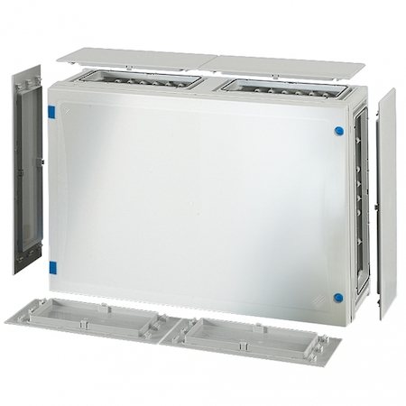 Hensel 68000262 FP 0421 - Пустой корпус с непрозрачной дверцей, со съемными боковыми панелями, с 6 соединителями корпусов, размер 4, 366х546х163 мм, открывание инструментом, пломбируемый, материал поликарбонат, цвет серый, IP 66.