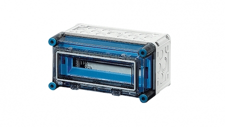 Hensel 2000600 Mi 1111 - Корпус 1-рядный, 12 модулей, под модульные автоматы с 1 прозрачной защелкивающейся крышкой, пластроном и шинами N+PE на каждую 10х16мм2, размер 1 (300х150х185 мм), высота крышки 57 мм, 4 боковые выбиваемые стенки с опрессовкой под кабельные ввод