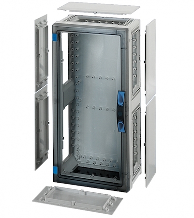 Hensel 68000306 FP 0341 - Пустой корпус с прозрачной дверцей, со съемными боковыми панелями, с 6 соединителями корпусов, размер 3, 546х276х186 мм, ручное запирание, пломбируемый, материал поликарбонат, цвет серый, IP 66.