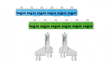 Hensel 26100087 FC PN 60 - Клемма N+PE с возможностью разделения N клеммы FIXCONNECT втычного исполнения для боксов Mi, втычное исполнение, на DIN-рейку, на каждую 6х25мм2, 24х4мм2