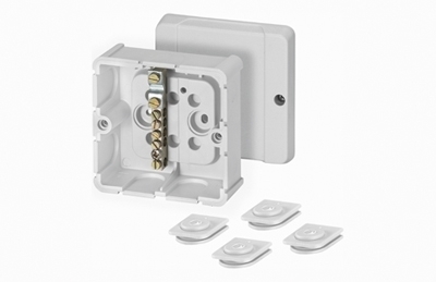 Hensel 6000039 DP 9026 - Коробка ответвительная для выравнивания потенциалов, IP 54, цвет серый, в комплекте с 4 выдвижными заглушками DPS 02, размер 88х88х49, герметичная зона 10-13,5мм, 1-пол. шина 1х4-25мм2, 5х4-10мм2