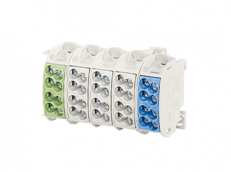 Hensel 2600137 KKL 54 - Клемма 5-полюсная на DIN-рейку  для L1-L3, N, PE 4х1,5-25 мм2, ширина 100мм, (80А)