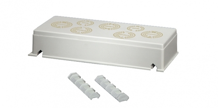 Hensel 68000104 FP FM 240 - Фланец с крепежными клиньями и уплотнителем, для монтажа кабельных вводов с опрессовкой 2xM25/32 и 5хМ25/32/40, стенка корпуса 270 мм, материал поликарбонат, цвет серый, IP 66.