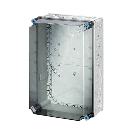 Hensel 2000004 Mi 0310 - Пустой корпус с прозрачной крышкой, размер 3 (300х450х214 мм), высота крышки 101 мм, 4 боковые выбиваемые стенки с опрессовкой под кабельные ввода, с возможностью объединения, стойкие к УФ, материал поликарбонат, цвет серый, IP 65 (IP 69K)