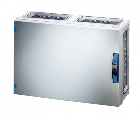 Hensel 68000301 FP 0450 - Пустой корпус с непрозрачной дверцей, без съемных боковых панелей, с 6 соединителями корпусов, размер 4, 360х540х186 мм, ручное запирание, пломбируемый, материал поликарбонат, цвет серый.