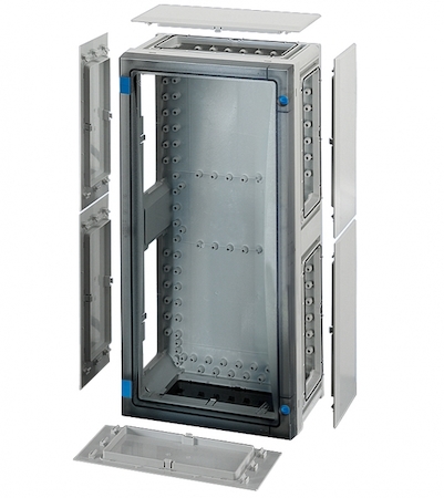 Hensel 68000207 FP 0311 - Пустой корпус с прозрачной дверцей, со съемными боковыми панелями, с 6 соединителями корпусов, размер 3, 546х276х163 мм, открывание инструментом, пломбируемый, материал поликарбонат, цвет серый, IP 66.