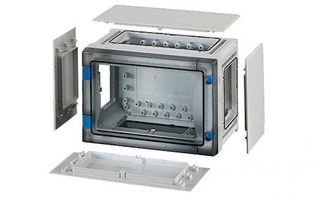 Hensel 68000205 FP 0101 - Пустой корпус с прозрачной дверцей, со съемными боковыми панелями, с 4 соединителями корпусов, размер 1, 186х276х163 мм, открывание инструментом, пломбируемый, материал поликарбонат, цвет серый, IP 66.