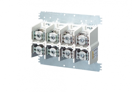 Hensel 2000551 Mi VE 304 - Силовые клеммы 4-полюсные на 630А, контактов на полюс: 1 х 120-300мм2, 2 х 95-185мм2, на монтажной плате 300х300 мм