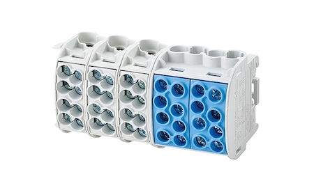 Hensel 2600136 KKL 48 - Клемма 4-полюсная на DIN-рейку  для L1-L3 4х1,5-25 мм2, N 8х1,5-25мм2, ширина 100мм, (80А)