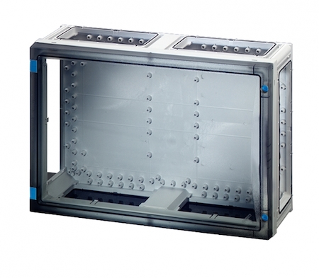 Hensel 68000200 FP 0400 - Пустой корпус с прозрачной дверцей, без съемных боковых панелей, с 6 соединителями корпусов, размер 1, 360х540х163 мм, открывание инструментом, пломбируемый, материал поликарбонат, цвет серый.