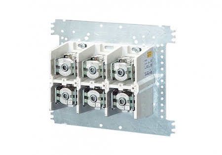 Hensel 2000550 Mi VE 303 - Силовые клеммы 3-полюсные на 630А, контактов на полюс: 1 х 120-300мм2, 2 х 95-185мм2, на монтажной плате 300х300 мм