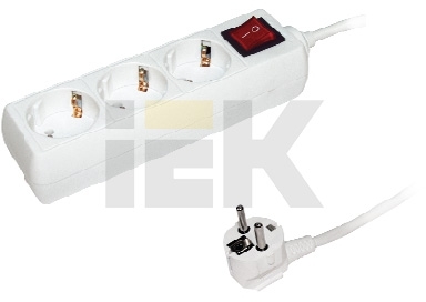 IEK WYP10-16-03-03-ZK Удлинитель  У03К-выкл. 3 места 2Р+PЕ/3метра 3х1мм2  16А/250  ИЭК