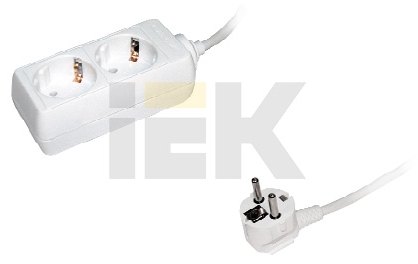 IEK WYP10-16-02-02-Z-N Удлинитель  У02 2 места 2Р+РЕ/2 метра 3х1мм2 16А/250В ИЭК