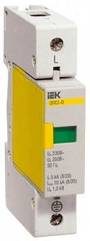 IEK MOP10-1-D Огр-ль имп. перенапр. ОПС1-D 1Р In=5kA  Un=230B Im=10kA ИЭК