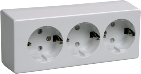 IEK ERB31-K01-16-DC РС23-3-ББ Розетка трехместная с з/к для открытой установки 
