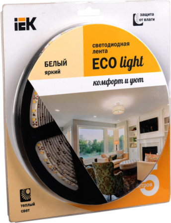 LSR1-1-120-65-1-05 Лента LED 5м  блистер LSR-3528WW120-9.6-IP65-12V IEK-eco