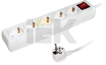 IEK WYP10-16-05-05-ZK Удлинитель  У05К-выкл. 5 мест 2Р+PЕ/5метров 3х1мм2  16А/250  ИЭК