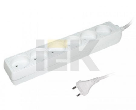 IEK WYP10-06-06-05-N Удлинитель  У6  6 мест 2Р/5метров 2х0.75мм2  10А/250В ИЭК